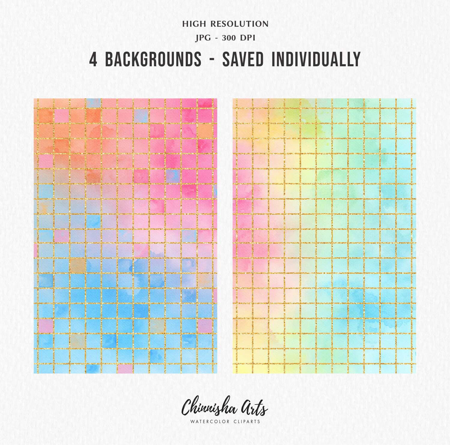 Watercolor Pastel Grid Digital Paper Free Commercial Use Etsy UK