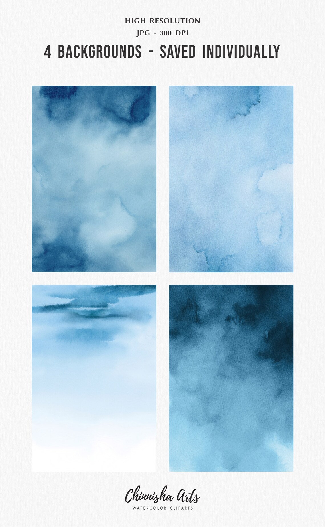 Indigo Watercolor Backgrounds Free Commercial Use Indigo Etsy