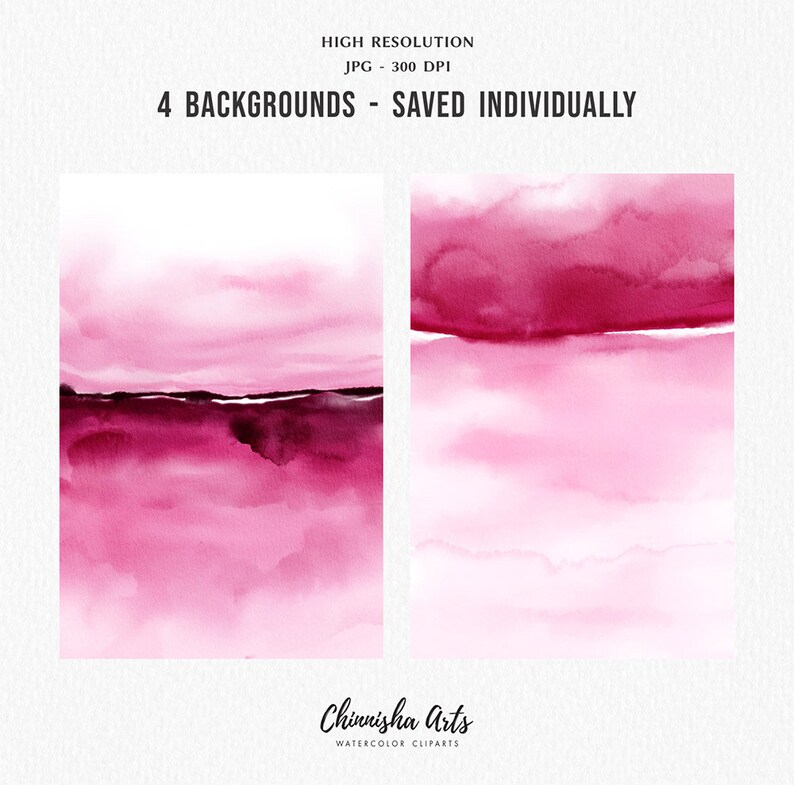 Burgundy & Pink Watercolor Backgrounds Free Commercial Use Etsy