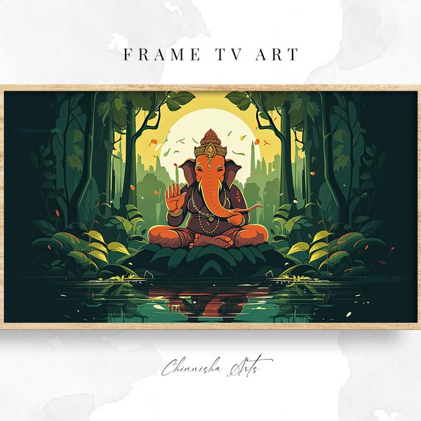 Samsung Frame TV Art, Lord Ganesha Art, Digital Download, Elephant God for Frame TV, High Resolution 4k Photo