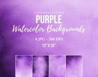 Purple Watercolor Digital Papers, Free Commercial Use, Purple Watercolor Backgrounds, Purple Texture Paper, Lavender Digital Paper Pack