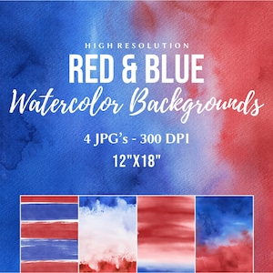 Papeles digitales de acuarela rojo y azul, uso comercial gratuito, papel Ombre rojo y azul, fondos de acuarela pintados a mano