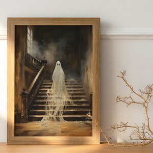 Halloween Ghost Print, Spooky Ghost Wall Art, Printable Halloween Art, Farmhouse Decor, Vintage Ghost Painting, Ghost in Cottage Art Print image 10
