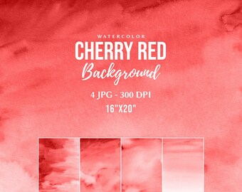 Cherry Red Watercolor Backgrounds, Free Commercial Use, Digital Scrapbook Paper, Christmas Background Digital - D79