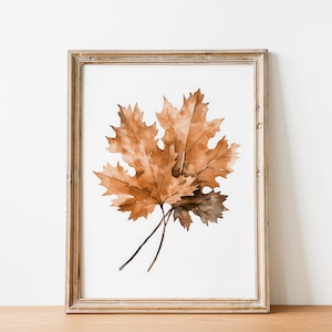 Ahorn Blätter, Aquarell Herbst Blatt Wandkunst, druckbare Poster Herbst, rustikale Herbst Kunstdruck, Halloween Wandkunst, Herbst Wohnkultur