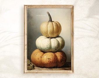 Pumpkin Printable Wall Art, Vintage Pumpkin Print, Printable Autumn Art, Halloween Wall Art, Farmhouse Decor Fall, Vintage Autumn Art Print