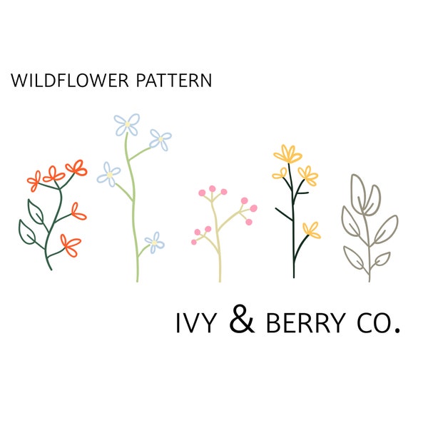Wildflower Embroidery Pattern Etsy
