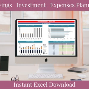 Fully Customizable Printable Personal Finance Planner for Savings, Investing and Monthly Expenses 2021/2022 image 1