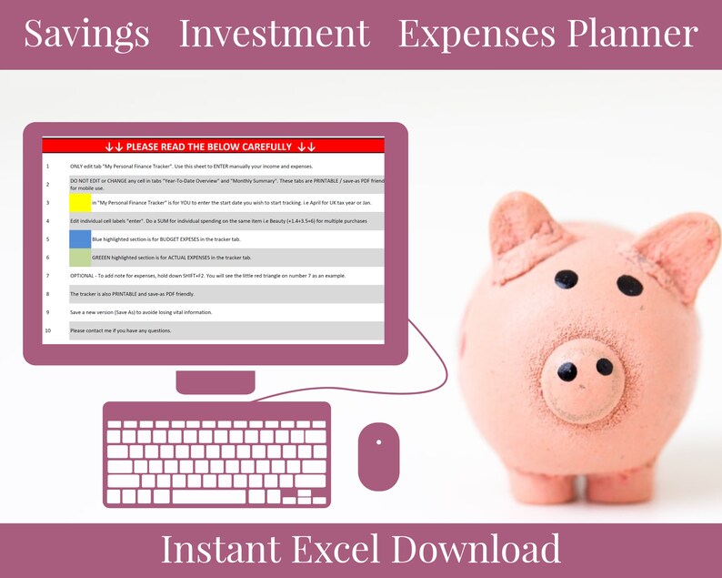 Fully Customizable Printable Personal Finance Planner for Savings, Investing and Monthly Expenses 2021/2022 image 4