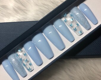 Baby Blue Nails Etsy Baby Blue Nails Etsy