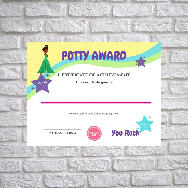 Potty Certificate Award Printable - Etsy