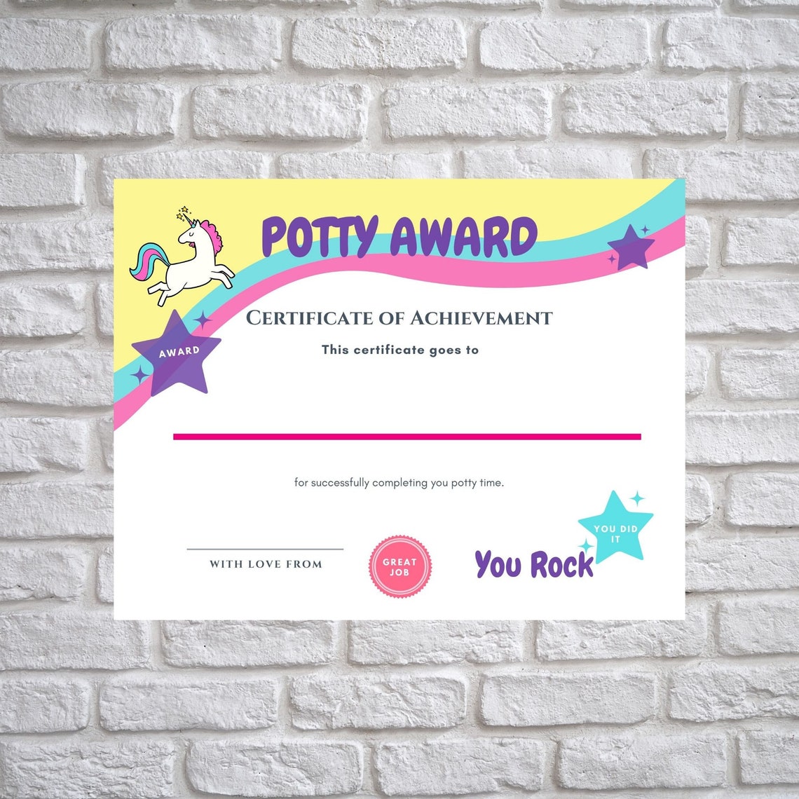 Potty Certificate Award Printable - Etsy