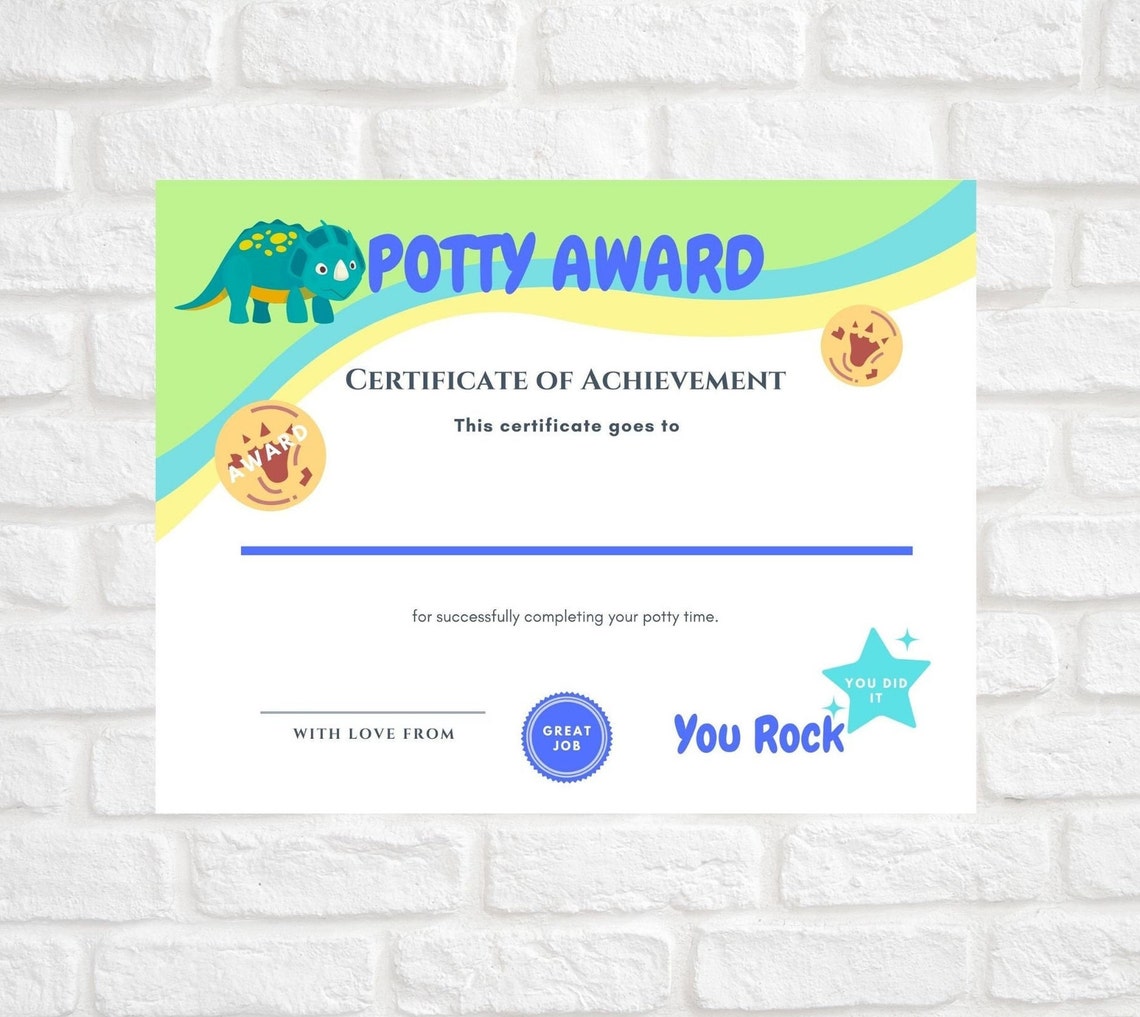 Potty Certificate Award Printable - Etsy Ireland