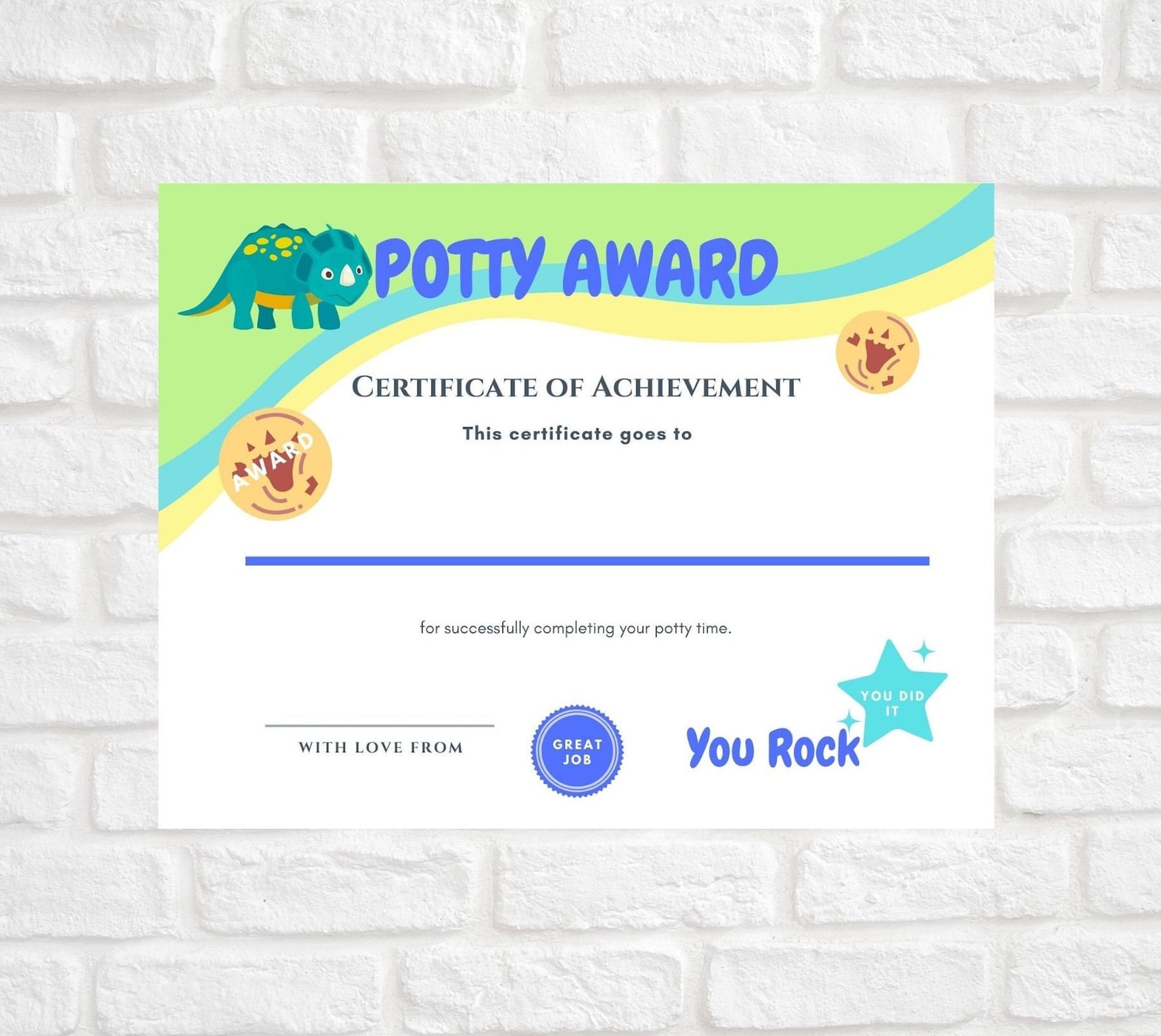 Potty Certificate Award Printable - Etsy