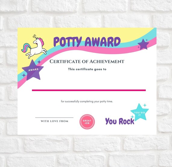 Potty Certificate Award Printable | Etsy