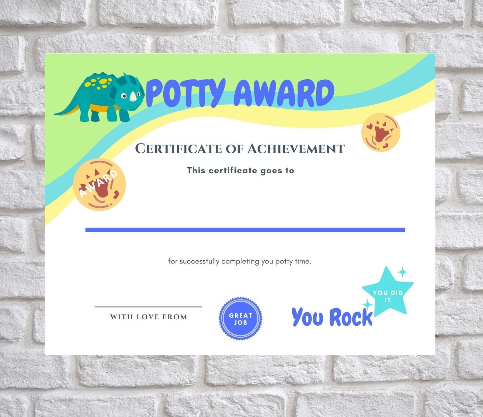 Potty Certificate Award Printable - Etsy Ireland