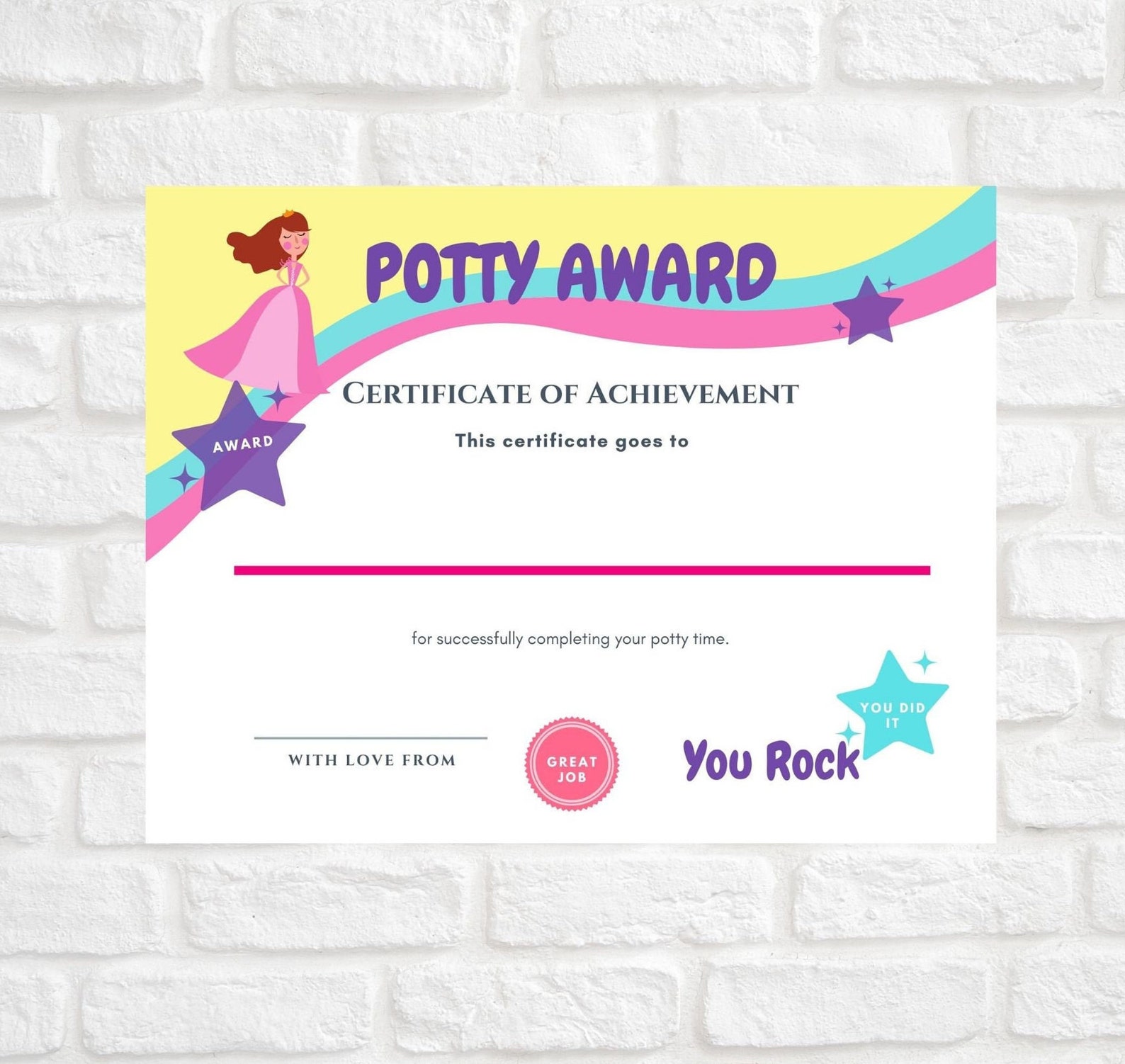 Potty Certificate Award Printable - Etsy