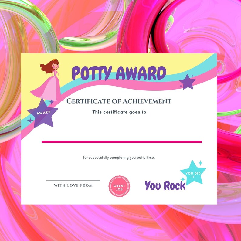 Potty Certificate Award Printable - Etsy