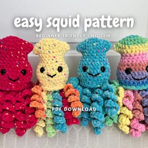 Squid Crochet Pattern | Easy Squid Plushie Pattern | PDF Download | Beginner Friendly Amigurumi | No Sew Squid Crochet Pattern