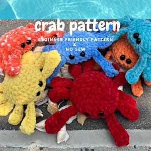 Crab Crochet Plushie Pattern | PDF Download | Beginner Friendly No Sew Amigurumi