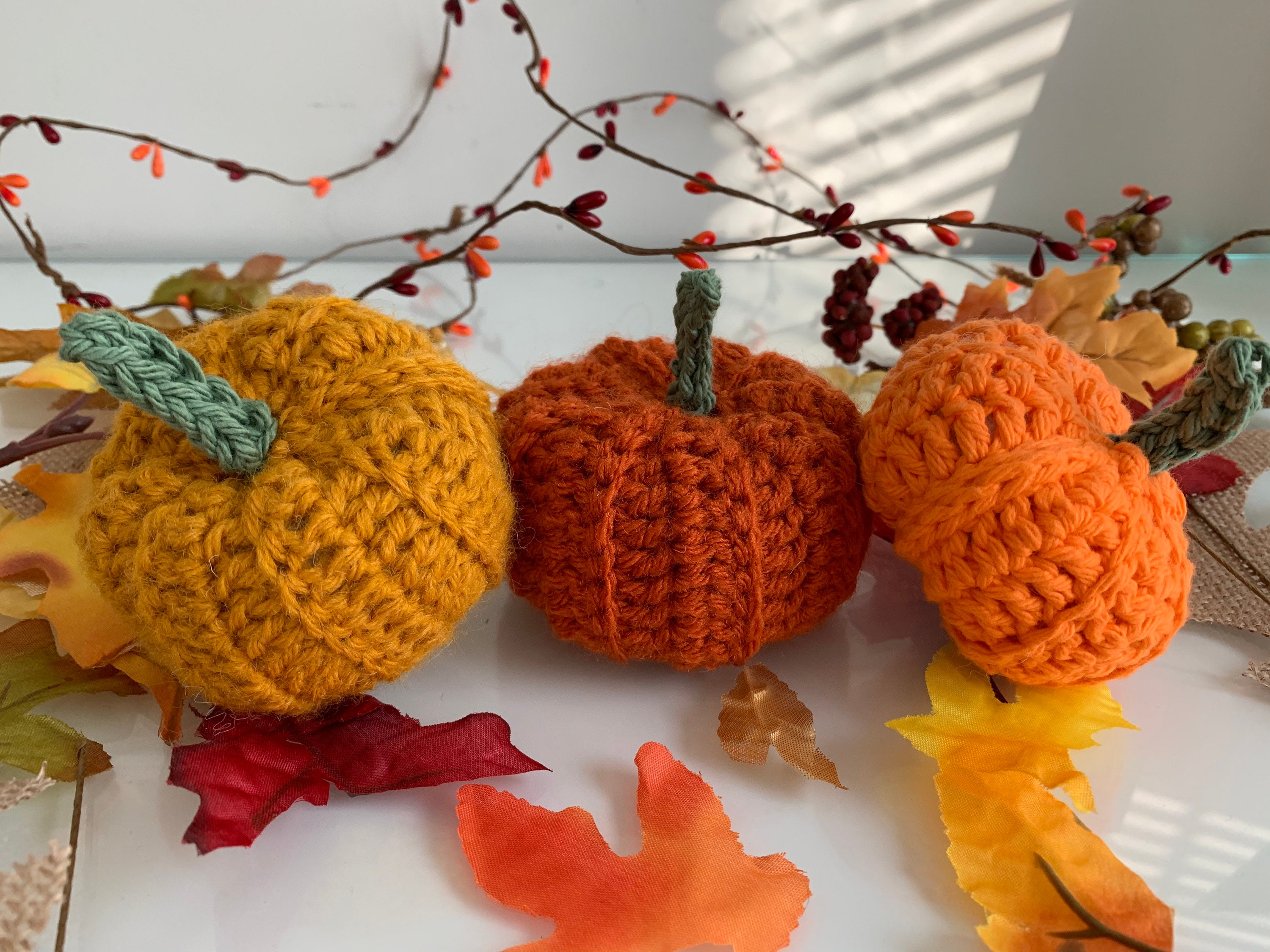 SMALL Handmade Crochet Pumpkin Decor | Fall Decor | Thanksgiving Deco…