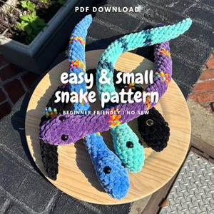 PICCOLO modello all&#39;uncinetto per serpente / modello facile per peluche a forma di serpente / download PDF / amigurumi per principianti / modello all&#39;uncinetto per piccolo serpente senza cuciture
