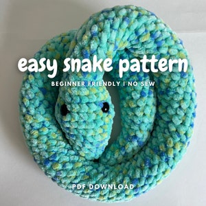 Modello all&#39;uncinetto serpente / Modello di peluche serpente facile / Download PDF / Amigurumi per principianti / Modello all&#39;uncinetto serpente senza cuciture