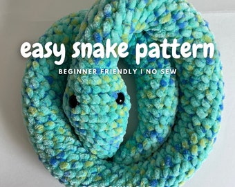 Snake Crochet Pattern | Easy Snake Plushie Pattern | PDF Download | Beginner Friendly Amigurumi | No Sew Snake Crochet Pattern