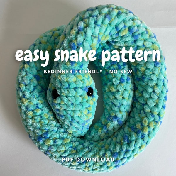 Snake Crochet Pattern | Easy Snake Plushie Pattern | PDF Download | Beginner Friendly Amigurumi | No Sew Snake Crochet Pattern