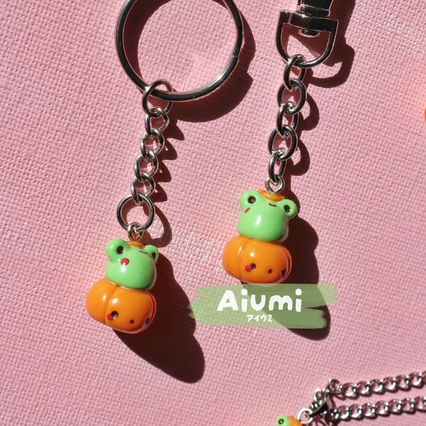 Kawaii Pumpkin Frog • Cute Keychain • Halloween Keychain • Fimo Polymer Clay • Kawaii Accessories • Cute Present