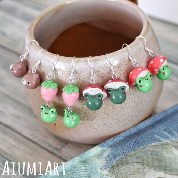 Strawberry frog earrings online