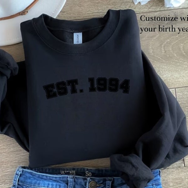 Birthday Sweater, Customizable Birthday Gift, Personalized Birth Year Sweater, Unique Birthday Apparel, Varsity Sweater, Nostalgic Sweater