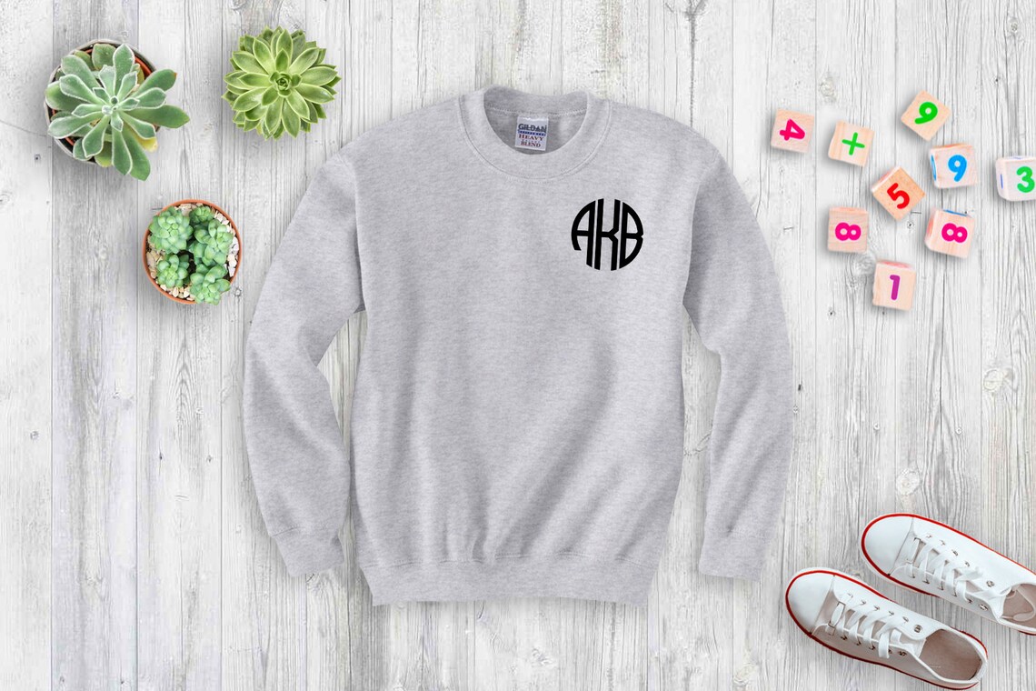 CUSTOM Youth Monogram Sweater Name Sweater Initial Sweater Etsy