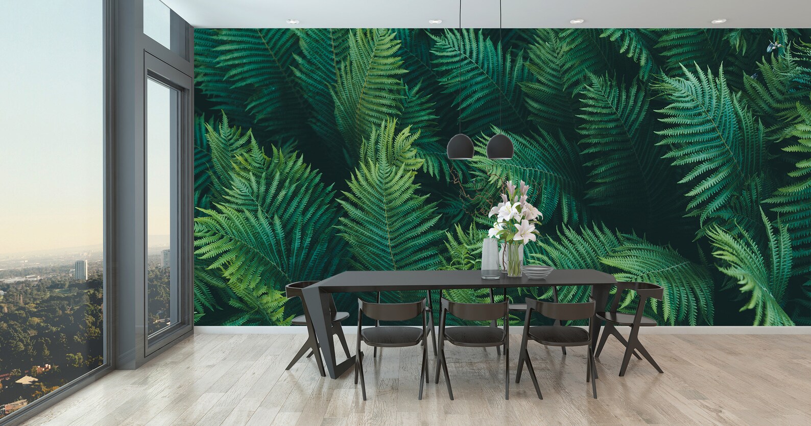 Deep Tropical Fern Wall Mural Bedroom Wallpaper Living Room Etsy UK