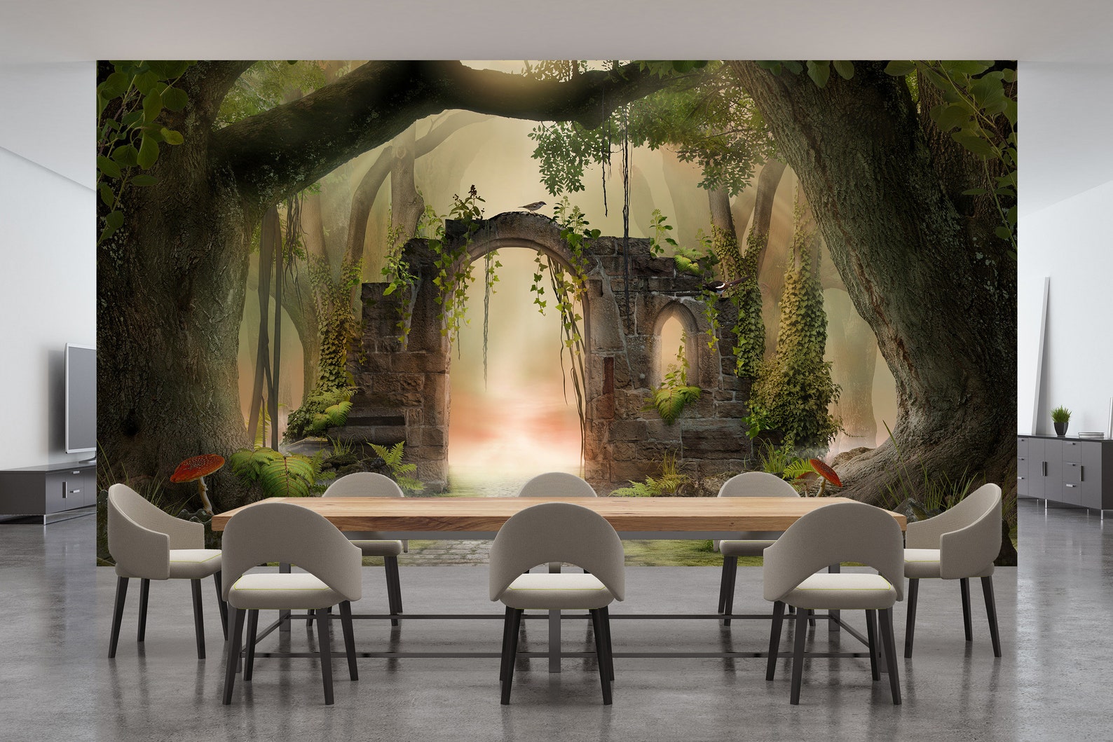 Mysterious Forest Wall Mural Bedroom Wallpaper Living Room Etsy