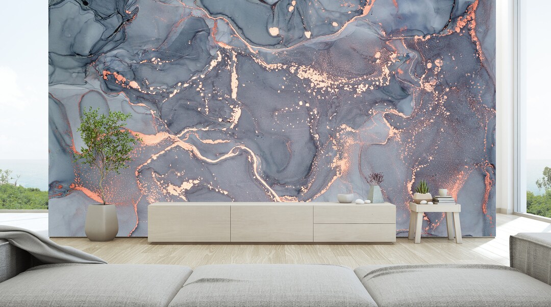 Marble Effect Mural Bedroom Wallpaper Living Room Mural Easy Etsy UK