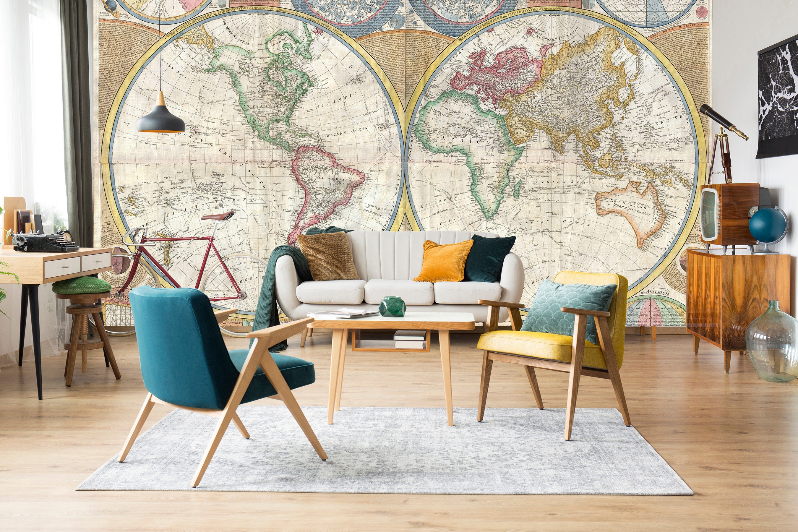 World Map Wall Mural Bedroom Wallpaper Living Room Mural Easy - Etsy UK