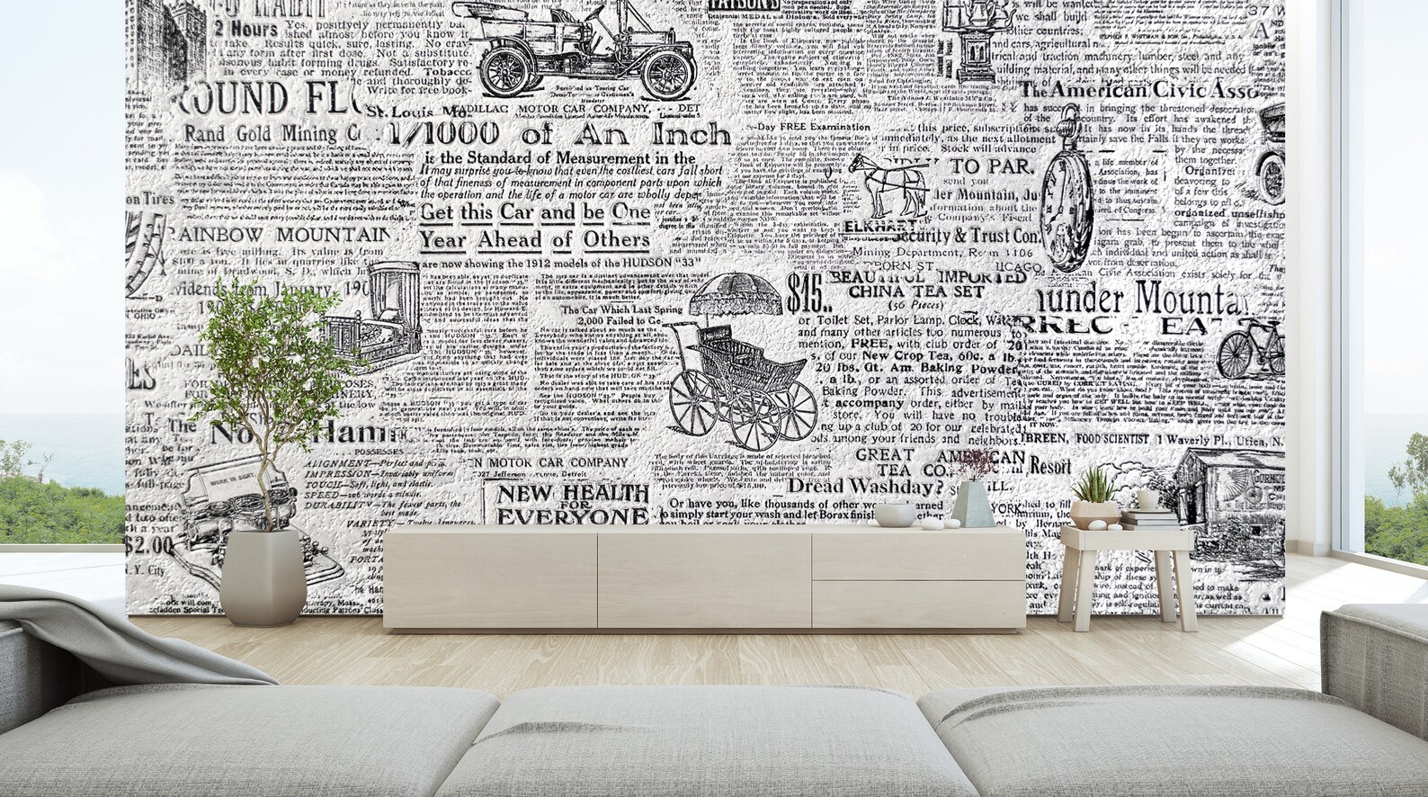 Cool Effect Newspaper Print Wall Mural Bedroom Wallpaper Etsy UK