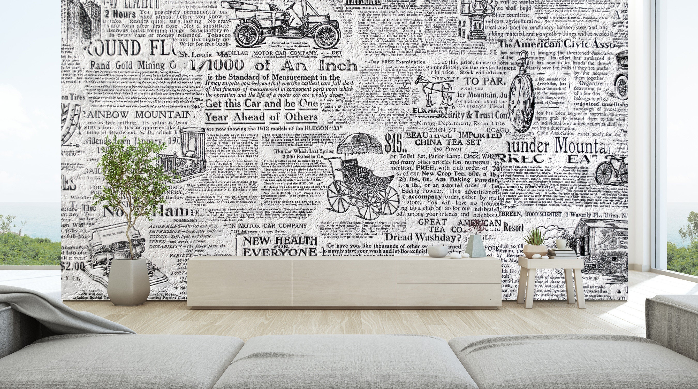 Cool Effect Newspaper Print Wall Mural Bedroom Wallpaper Etsy UK