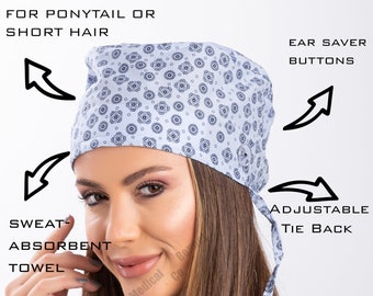 UNISEX Scrub Cap With Buttons, Bouffant, Dental Hygienist Hat, Dental ...