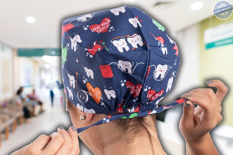 3 PCS Dental Scrub Cap Surgical Cap with Buttons Dentist Etsy