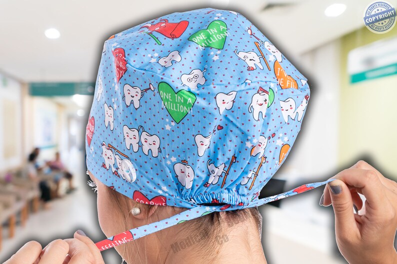 3 pcs DENTAL Scrub Cap with Button Medical Bouffant Etsy