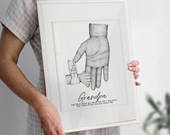 Personalized Grandchild Hands Print, Grandparent Gift