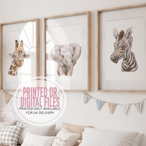 SAFARI NURSERY DECOR Prints - Jungle - Kids room - Baby Gift - Boho Nursery decor - Baby Animals - Lion - Giraffe - Zebra - Elephant - Rhino