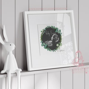 NEW BABY  GIFT Scan Art Greenery // Mothers Day //  Pregnancy  Announcement // Ultra Sound - Baby Shower // Gift for Mum // Nursery decor //