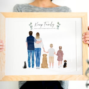 FAMILY GIFT For Mum, Nana, Parents, Mothers day - Custom family painting portrait Illustration, New Home gift - Baby gift- January Birthday