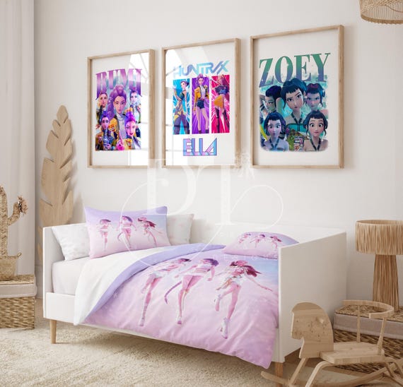 K-Pop Demon Hunters Anime Art Print | Custom Name Kids Bedroom Decor