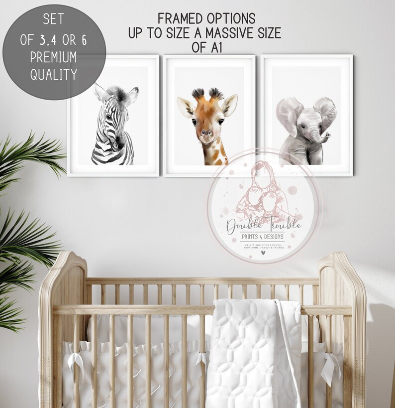SAFARI NURSERY PRINTS Baby Jungle animals Kids Framed Home Etsy
