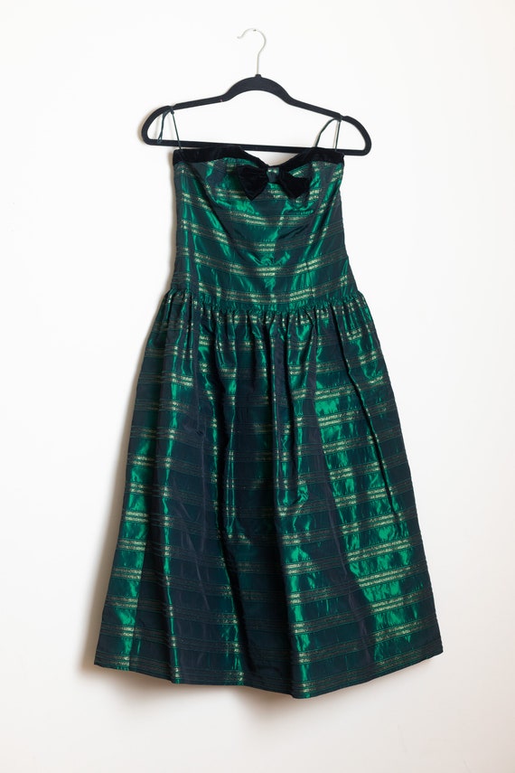 Vintage Green and Gold Striped Dress