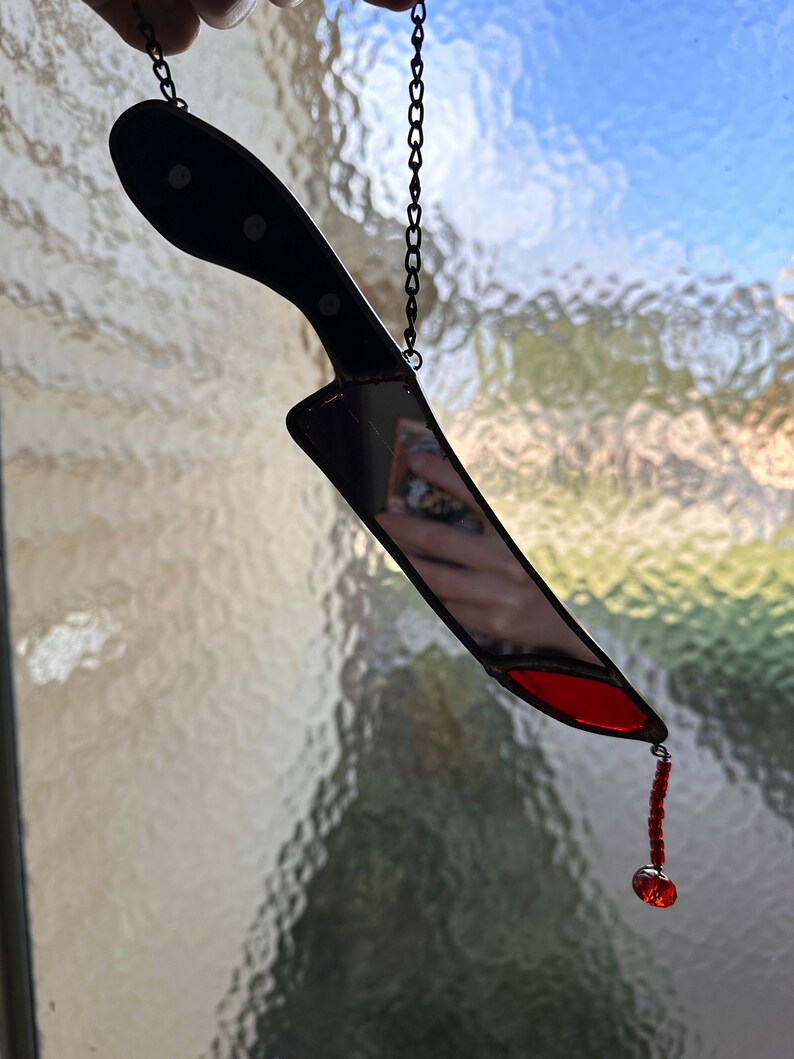Blood Knife Mirror Stained Glass Etsy